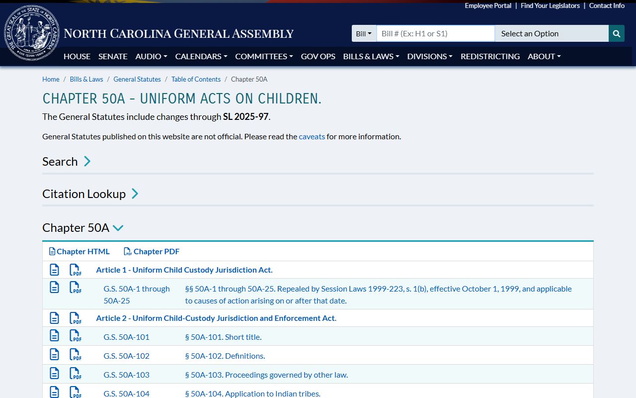 North Carolina Chapter 50A UCCJEA and family court records