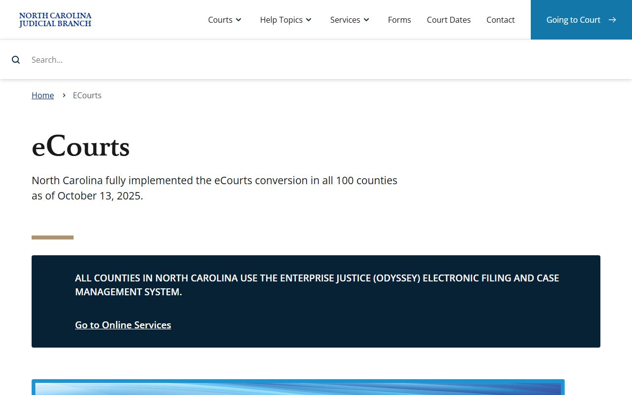 North Carolina eCourts information and family court records access